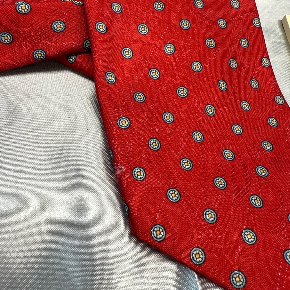 Egon Von Furstenberg Vintage Style Red Polka Dot Tie Classic Chic - Picture 4 of 8
